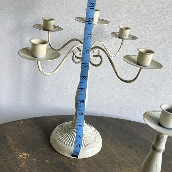 Farmhouse Style Cream Candle Holder Set of 3 Candlesticks - Picture 5 of 5